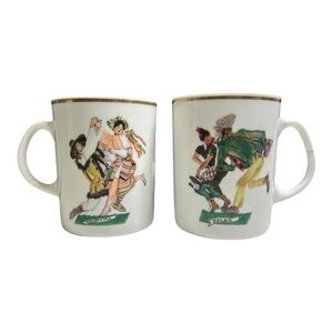 Vintage Favolina Poland Porcelain Ceramic Mugs